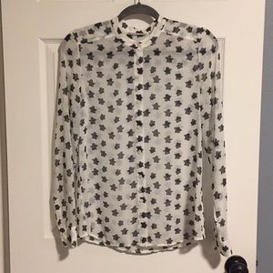 Sheer Halogen crew neck blouse